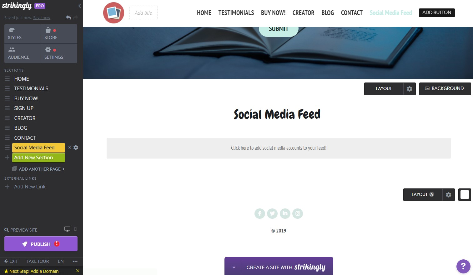 Strikingly Social Feed Section Strikingly Social Feed Section